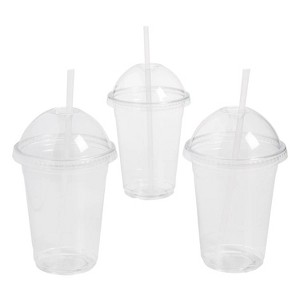 16 oz. Clear Disposable Plastic Cups with Dome Lids & Straws - 24 Ct. :  Target