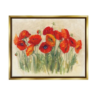 Stupell Industries Red Poppy Florals Soft Green Meadow Grass