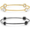 Pompeii3 18K Gold Plated Silver Set Of Two Onyx/Topaz Bangle Bracelet 2mm - 2 of 3