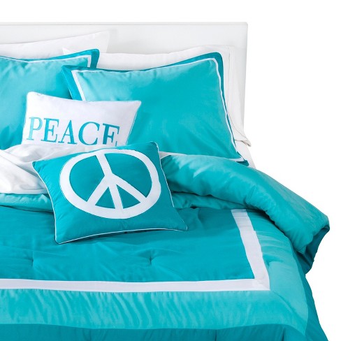 Turquoise Peace Hotel Border Multiple Piece Comforter Set Twin