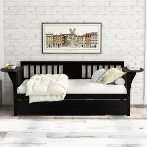 Twin Size Wooden Daybed with Trundle for Bedroom, Living Room - 1 of 4