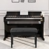 Infans Solid Wood PU Leather Piano Bench Padded Double Duet Keyboard Seat Storage Black - 3 of 4