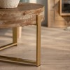 CAVINAS Coffee Tables for Living Room, Modern Retro Splicing Round Coffee Table, Fir Wood Table Top with Gold Cross Legs Base - 4 of 4