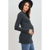 Hello Miz Women's Ribbed Long Sleeve Mock Neck Maternity Top - 2 of 4
