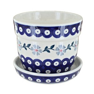 Blue Rose Polish Pottery D035 Manufaktura Medium Flower Pot - 1 of 1