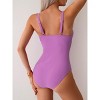 One Piece Swimsuits for Women V Neck Tummy Control Straps Swimsuits Ruched  Bathing Suits Adjustable Strap Removable Padding Swimsuits - 2 of 4