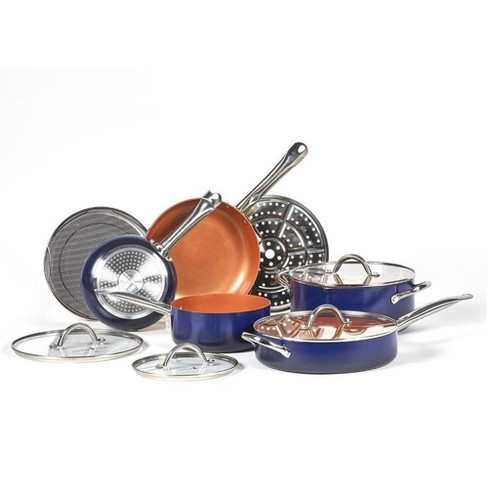 Copper Chef Quick cook 16 piece Pan Set With Ceramitech Navy copper Target