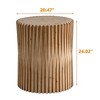Retro Cylindrical Coffee Table, Round Fluted End Table, Small Accent Table, Round Nightstand Sofa Side Table for Living Room Office Balcony Bedroom - 3 of 4