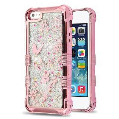 MyBat Tuff Quicksand Glitter Hard Dual Layer Plastic TPU Case For Apple iPhone 5/5S/SE - Rose Gold