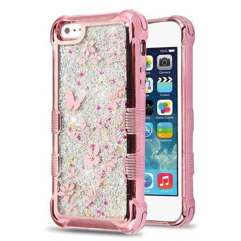 Mybat Tuff Quicksand Glitter Hard Dual Layer Plastic Tpu Case For Apple Iphone 5 5s Se Rose Gold Target