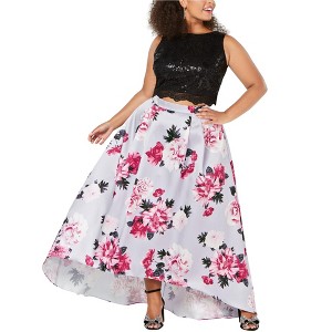 City Studio Womens 2 Piece Floral Pleated Skirt, Purple, 14W - 1 of 1