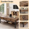41 in Coffee Table with 2 Drawers & Open Shelf, Vintage Farmhouse Rectangle Center Table - 4 of 4