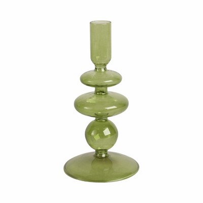 Glass Taper Candle Holder - Elegant Modern Boho Glass Candle Stand for Home, Office, Bedroom, or Living Room