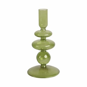 Glass Taper Candle Holder - Elegant Modern Boho Glass Candle Stand for Home, Office, Bedroom, or Living Room - 1 of 4
