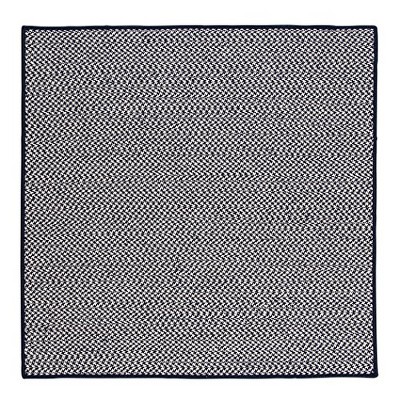 Colonial Mills Outdoor Houndstooth Tweed Braided Rug, Navy 3' square, Square Shape