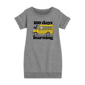 - Peanuts - 100 Days Of Learning Graphic Short Sleeve Fleece Dress - 1 of 4