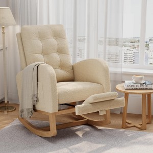 Modern Rocking Chair, Comfortable Glider, Linen Fabric, for Living Room ...