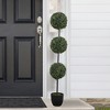 Northlight 4' Artificial Two-Tone Boxwood Triple Ball Topiary Tree with Round Pot, Unlit - 2 of 4