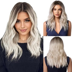 Jessie's Wig Cosplay Heat Resistant Brown Blonde Ombre Synthetic Wigs Wavy Layered Wigs With Side Bangs 20 Inch 1 Pc/Pack - 1 of 4