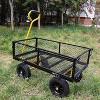 RISOKEYS Heavy Duty 660 Lbs Capacity Mesh Steel Garden Cart,4 Solid Tires with Removable Sides -Tool Cart for Gardening,Farming,Yellow - 2 of 4