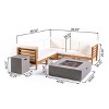 Christopher Knight Home Oana Outdoor Acacia Wood 5 Seater Sectional Sofa Set with Fire Pit - 3 of 4