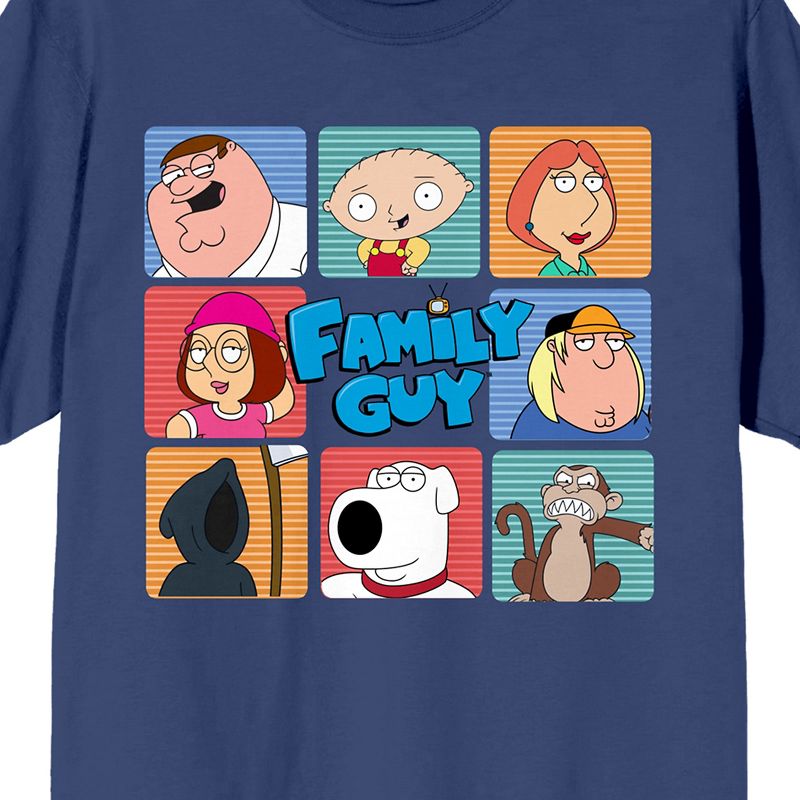 Family Guy Stacked Character Boxes Crew Neck Short Sleeve Navy Women's T-shirt, 2 of 4