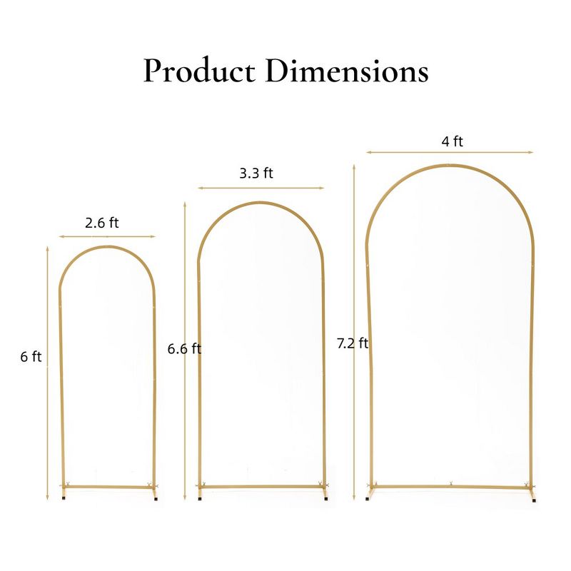 Gold Arch Backdrop Stand  Metal Wedding Arch Stand Gold Arched Frame for Ceremony Outdoor Indoor Decoration, 2 of 7