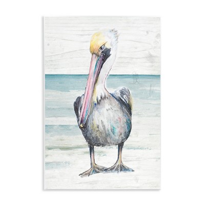 Stupell Industries Pelican Bird Standing on Beach, 10" x 15"