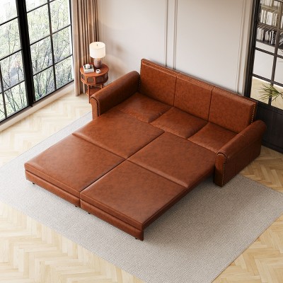 NicBex Couches for Living Room Versatile Foldable Sofa Bed Velvet Pull-out Loveseat Sofa Adjustable Back with USB Port and Swivel Phone Stand