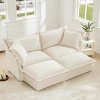 Slipcovered Sectional Sofa, 2 Seater Sofa with Removable Cover, Sofa with Convertible Ottoman, Chenille Fabric Sectional Sofas-Cuddlewood - 2 of 4