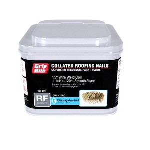 Grip-Rite 1-1/4 in. 11 Ga. Wire Coil Electro Galvanized Roofing Nails 15 deg 600 pk - 1 of 1