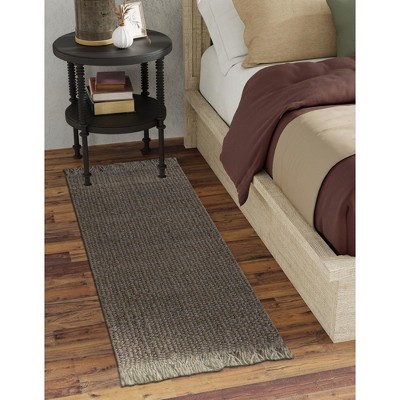 Eco-Friendly Gray Jute 2'7" x 6'1" Runner Rug, Handwoven and Reversible