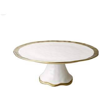 Porcelain White Cake Stand with Gold Border