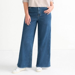 Lands' End Women's Recover Denim High Rise Extra Wide Leg Jeans - 1 of 4
