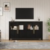 55" Farmhouse Sideboard with Glass Doors - Large Buffet Cabinet for Dining Room, Coffee Bar Storage for Living Room - 2 of 4