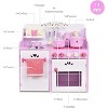 Costzon Kids Kitchen Playset, Wooden Strawberry Toy Set with 13-Piece Cookware, Sound Effects, Pot, Pan, Sink & Oven (Pink) - 3 of 4