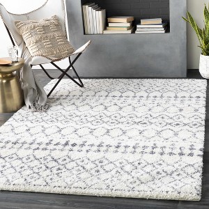 Hauteloom Navassa White/Gray Trellis Plush Rug - 1 of 4