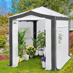 EAGLE PEAK 6x8 Portable Walk in Greenhouse , Heavy Duty Instant Pop Up Green House, Front Roll Up Zipper Entry Door and Mesh Windows - 1 of 4