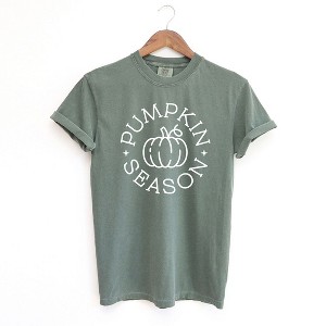 Simply Sage Market Women's Pumpkin Season Circle Short Sleeve Garment Dyed Tee - 1 of 2