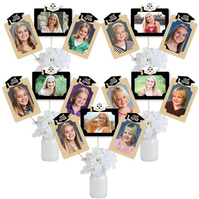 Big Dot of Happiness Law School Grad - Future Lawyer Graduation Party Picture Centerpiece Sticks - Photo Table Toppers - 15 Pieces