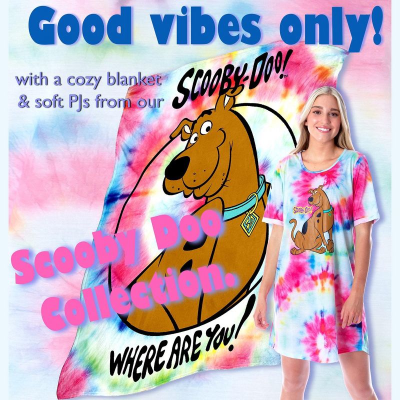 Scooby Doo Where Are You? Tie Dye Silk Touch Throw Blanket Multicoloured, 3 of 4