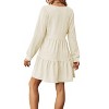 Coolmee Women Casual V Neck Stitching Long Sleeve Fit Loose Ruffled Tiered A Line Mini Dress - 3 of 4