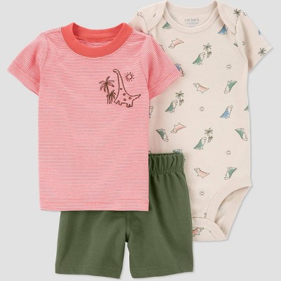 Carter's Just One You® Baby Boys' Dino Top & Bottom Set - Pink/Green 3M