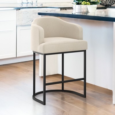 Arceso 1pc Counter Height Bar Stools, Modern Counter Stools Upholstered Barstools, with Curved Backrest and Arms