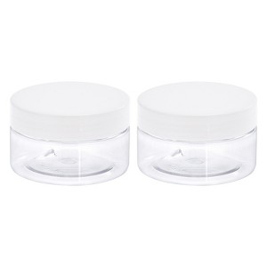 Unique Bargains Round Clear Plastic Empty Storage Jars with White Screw Top Lids 2 Pcs - 1 of 4