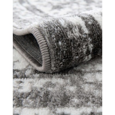 Gray Oval Stain-Resistant Synthetic Area Rug