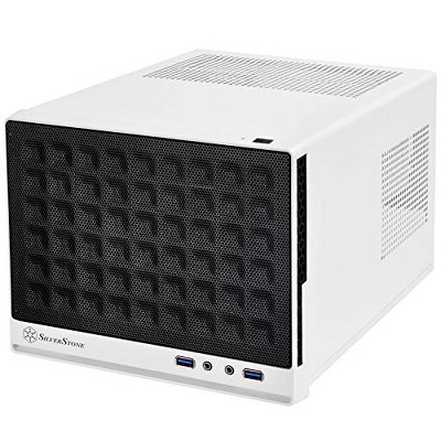 SilverStone Technology Ultra Compact Mini-ITX Computer Case with Mesh Front Panel White & Black (SST-SG13WB-USA)