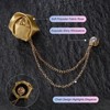 Unique Bargains Cloth Flower Lapel Pin with Gold Badge Tassel Chain for Men Wedding 1.57 inch 2 Pcs - 2 of 4