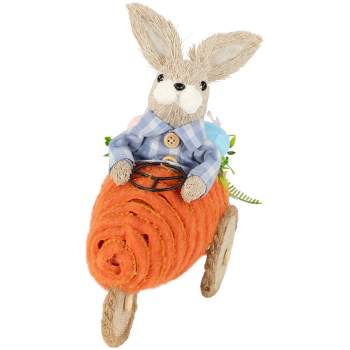 Northlight Boy Bunny with Carrot Car Easter Decoration - 13"