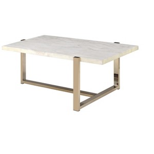 Feit Faux Marble Top & Champagne Finish Coffee Table - 1 of 1